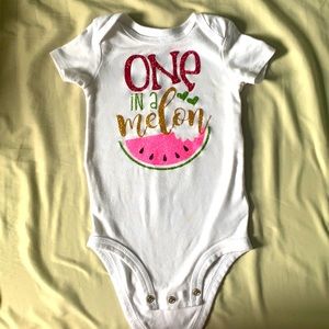 One in a melon onesie baby 12 months